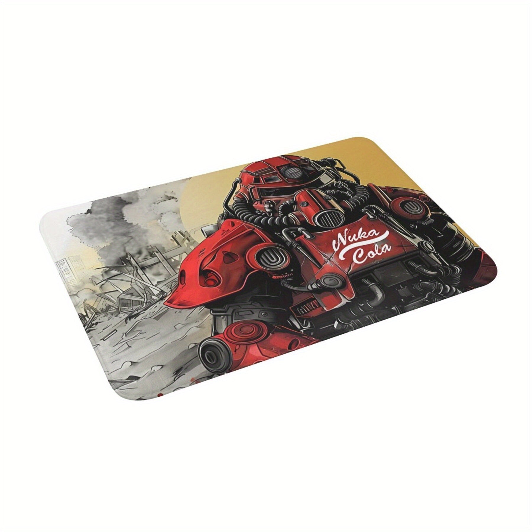 Power Armor Doormat Anti-Slip Entrance Mat Red Orange Polyester Bedroom Bathroom Decor