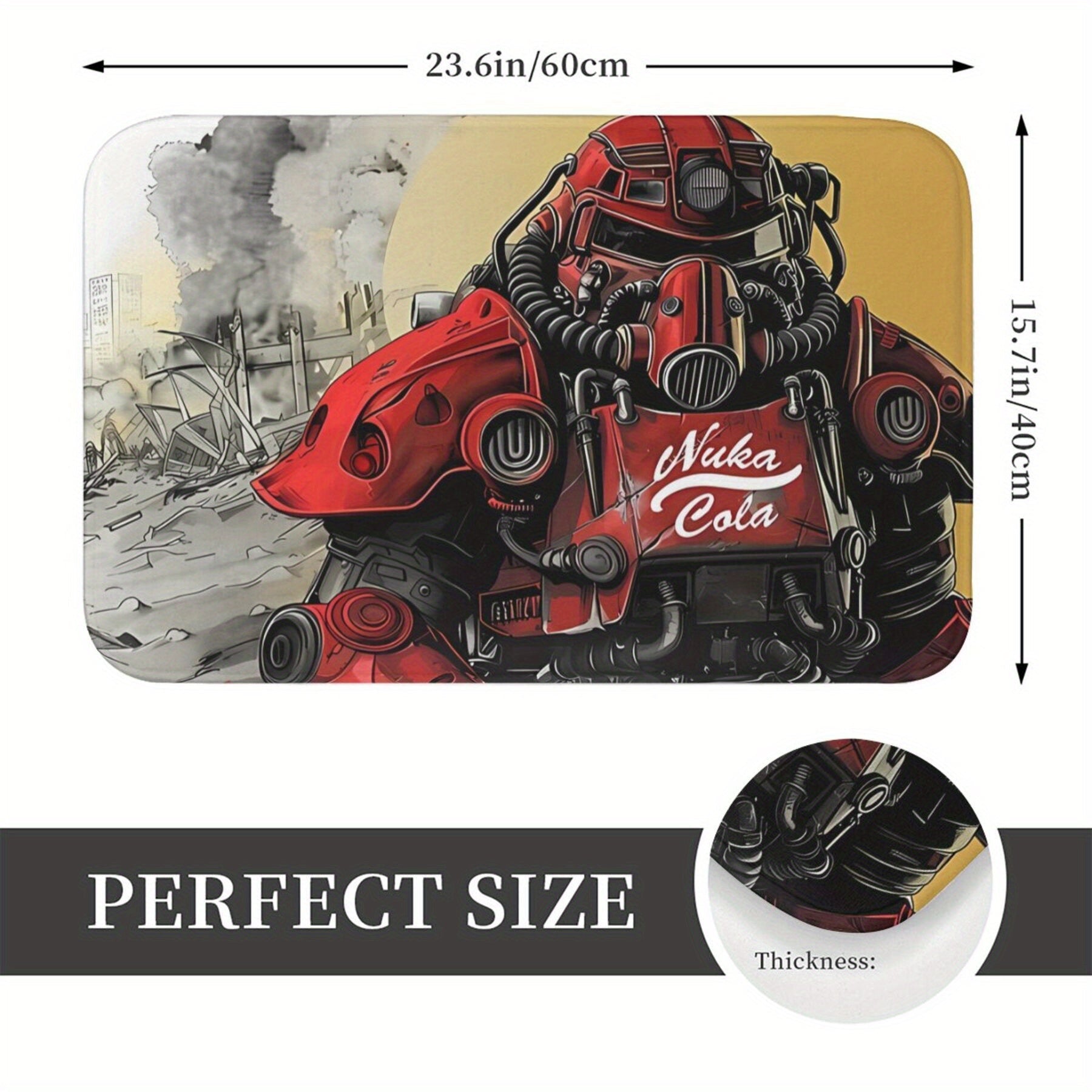 Power Armor Doormat Anti-Slip Entrance Mat Red Orange Polyester Bedroom Bathroom Decor