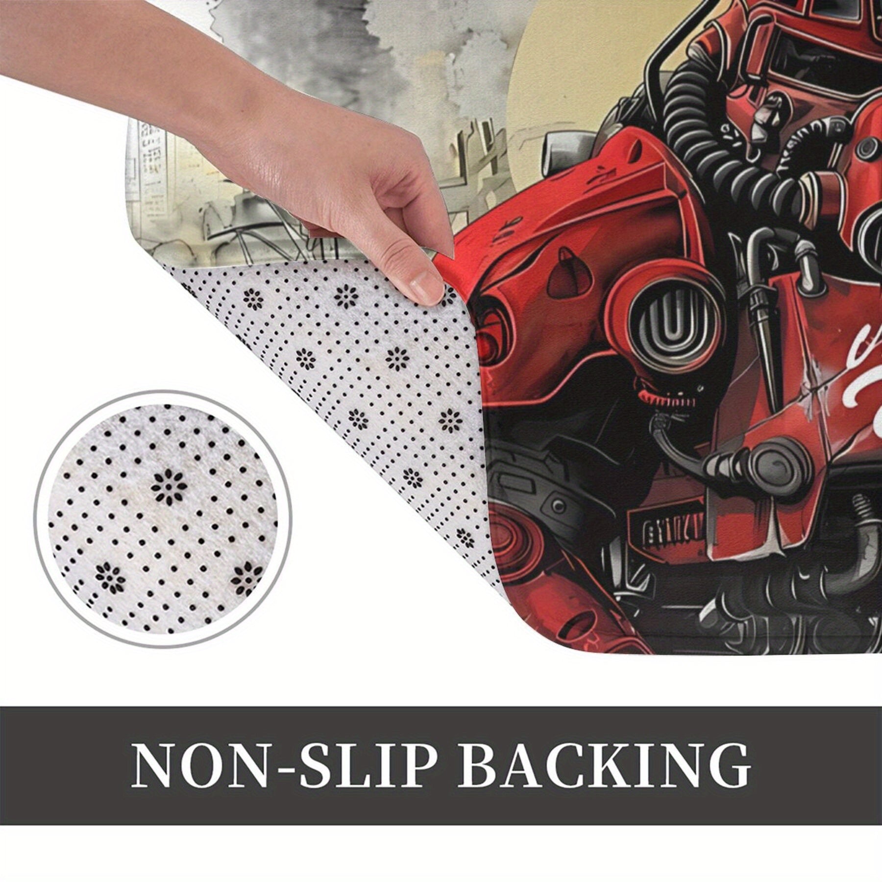 Power Armor Doormat Anti-Slip Entrance Mat Red Orange Polyester Bedroom Bathroom Decor