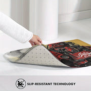 Power Armor Doormat Anti-Slip Entrance Mat Red Orange Polyester Bedroom Bathroom Decor