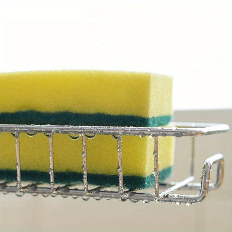 Zinapoyali po'latdan yasalgan kran saqlash tokchasi oshxona cho'kmasi uchun - Gubka va mato ushlagichni o'z ichiga oladi - Elektr energiyasi talab qilinmaydi