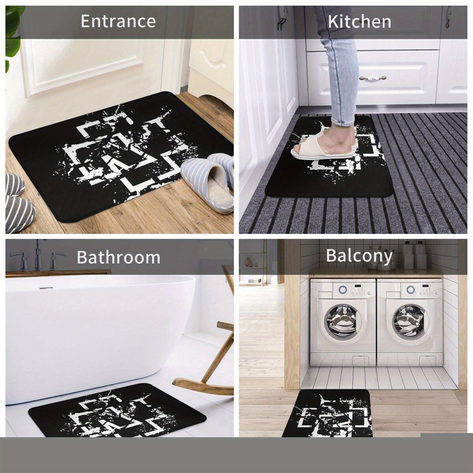Modern Abstract Geometric Doormat, 100% Polyester, Indoor Outdoor Use
