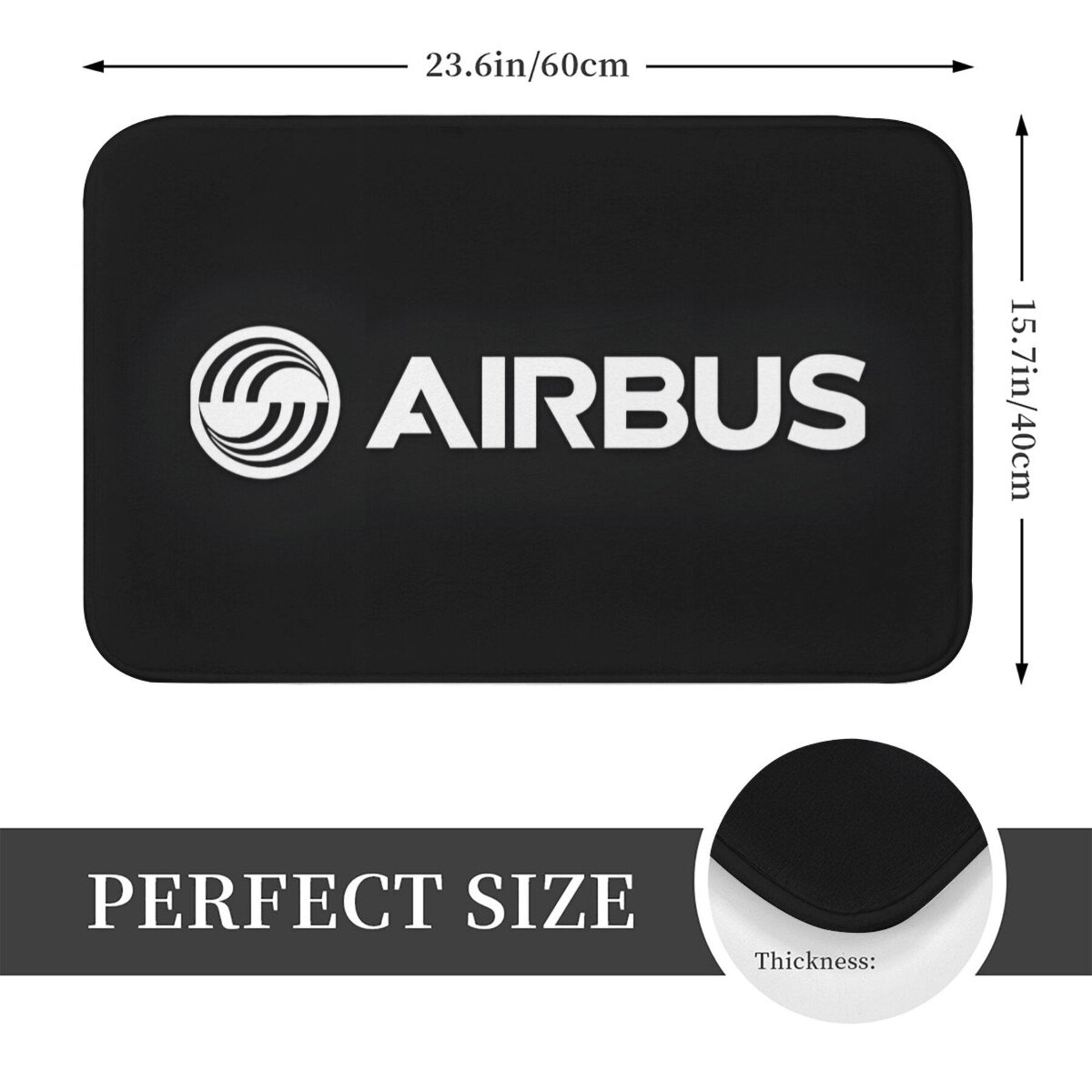 Airbus logotipi, sirpanmaydigan eshik oldi gilami, yengil polyester ichki kutib olish mato, tozalash oson, to'rtburchak shakli, sirpanmaydigan orqa qismi, bezakli kirish gilami