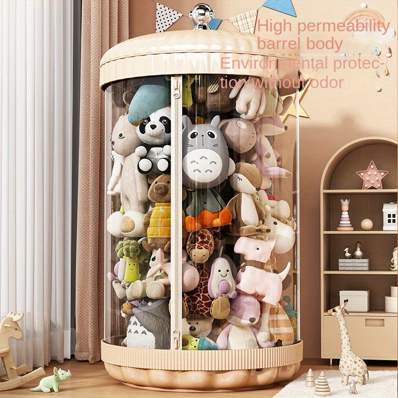 Red Plastic Doll Storage Bucket Waterproof Cylinder Large Capacity Organizer for Collectibles