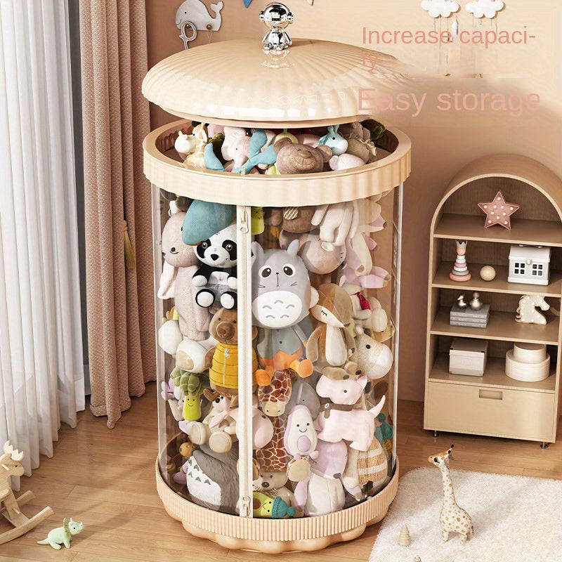 Red Plastic Doll Storage Bucket Waterproof Cylinder Large Capacity Organizer for Collectibles