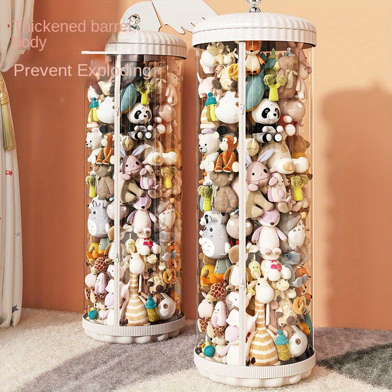 Red Plastic Doll Storage Bucket Waterproof Cylinder Large Capacity Organizer for Collectibles