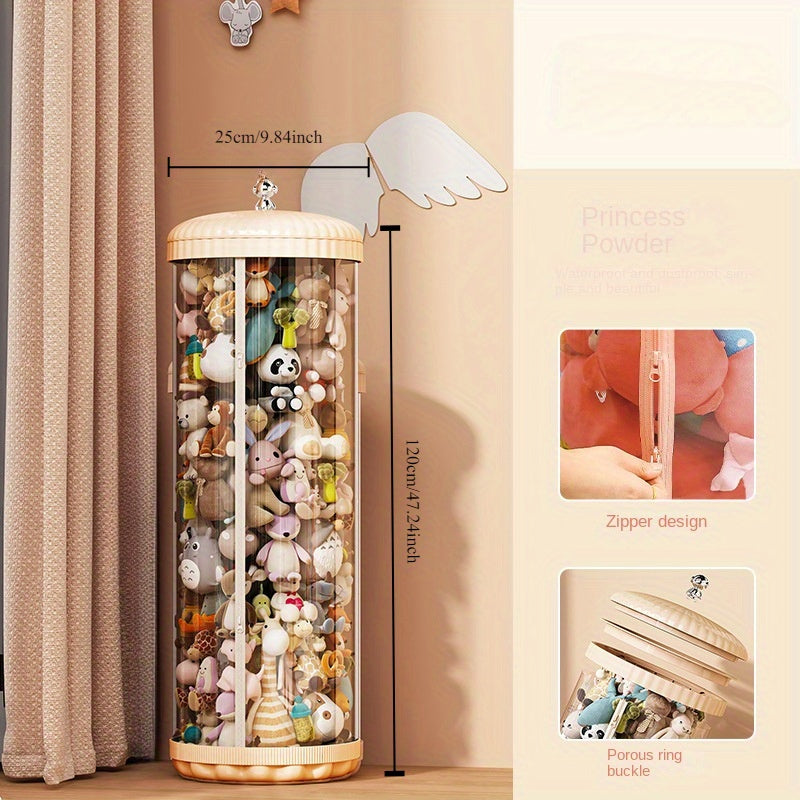 Red Plastic Doll Storage Bucket Waterproof Cylinder Large Capacity Organizer for Collectibles