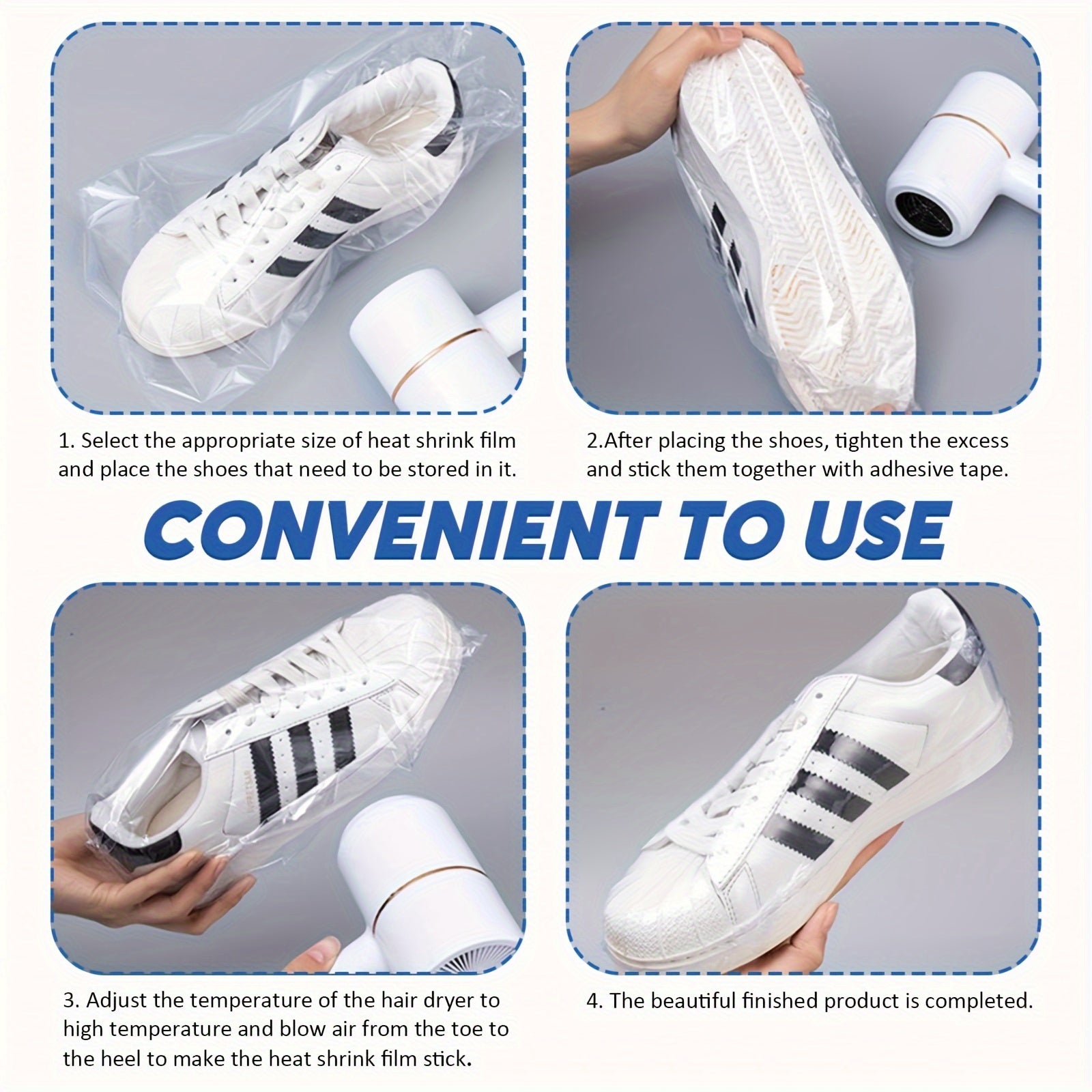 50 Pcs Transparent Waterproof PVC Sneaker Protector Bags, Shoe Wraps