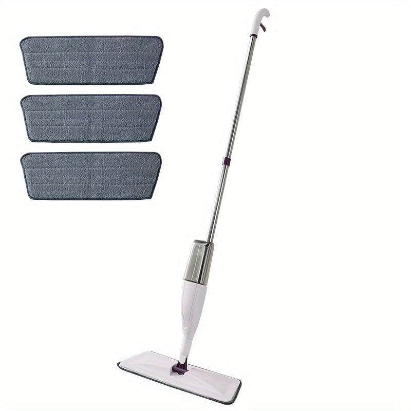 Stainless Steel Spray Mop with Water Mist No-Hand Wash Pad for Home Cleaning