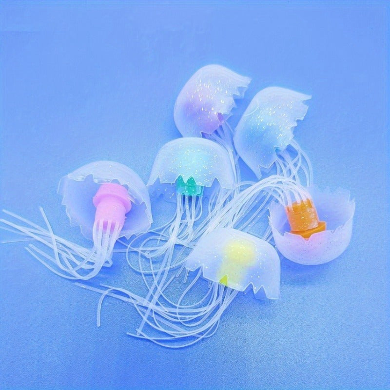 6 Vibrant Fluorescent Silicone Jellyfish Aquarium Decorations for Fish Tanks