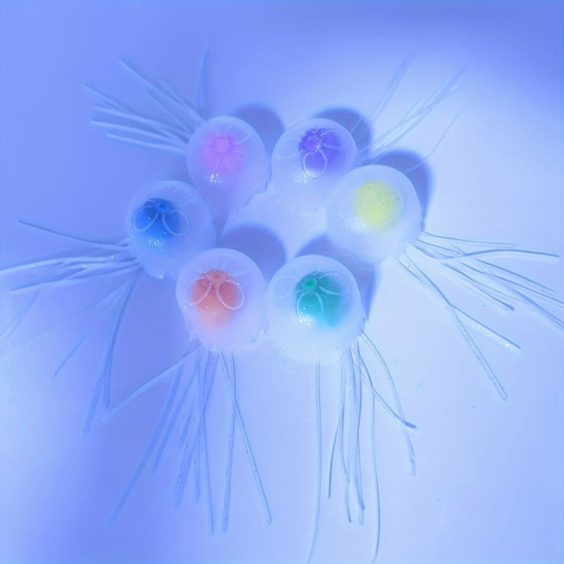 6 Vibrant Fluorescent Silicone Jellyfish Aquarium Decorations for Fish Tanks