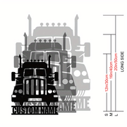 Black Iron Metal Truck Sign with Custom Name Wall Art for Garage and Man Cave Decoration