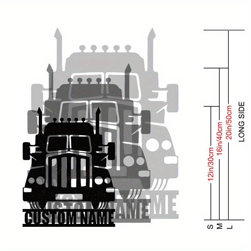 Black Iron Metal Truck Sign with Custom Name Wall Art for Garage and Man Cave Decoration