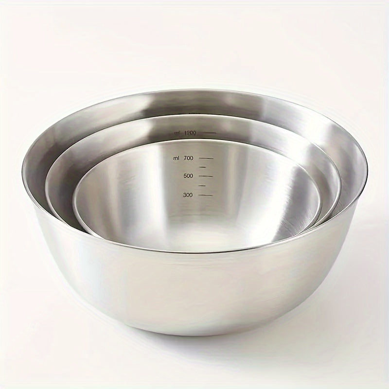 Stainless Steel Mixing Bowl with Measuring Guide, Durable, Food Safe, Versatile