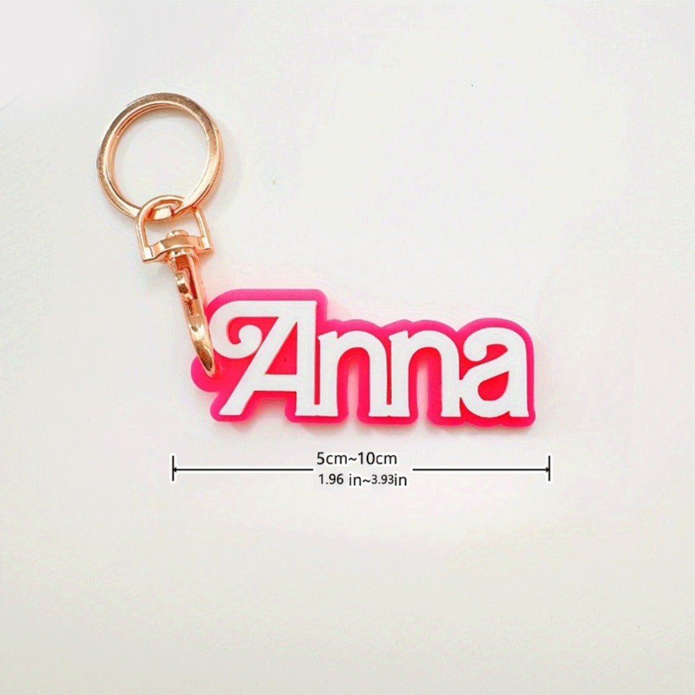 Personalized Floral Pattern Acrylic Keychain Double Layer Letter Keyring with Split Ring Gold Silver Rose Gold Back-to-School Gift