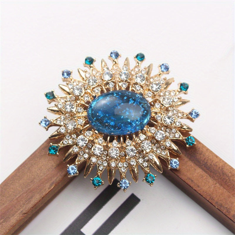 Vintage Enamel Rhinestone Brooch for Dresses and Sweaters Elegant Corsage Pin