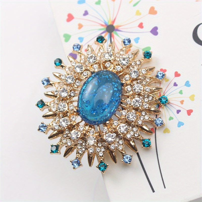 Vintage Enamel Rhinestone Brooch for Dresses and Sweaters Elegant Corsage Pin