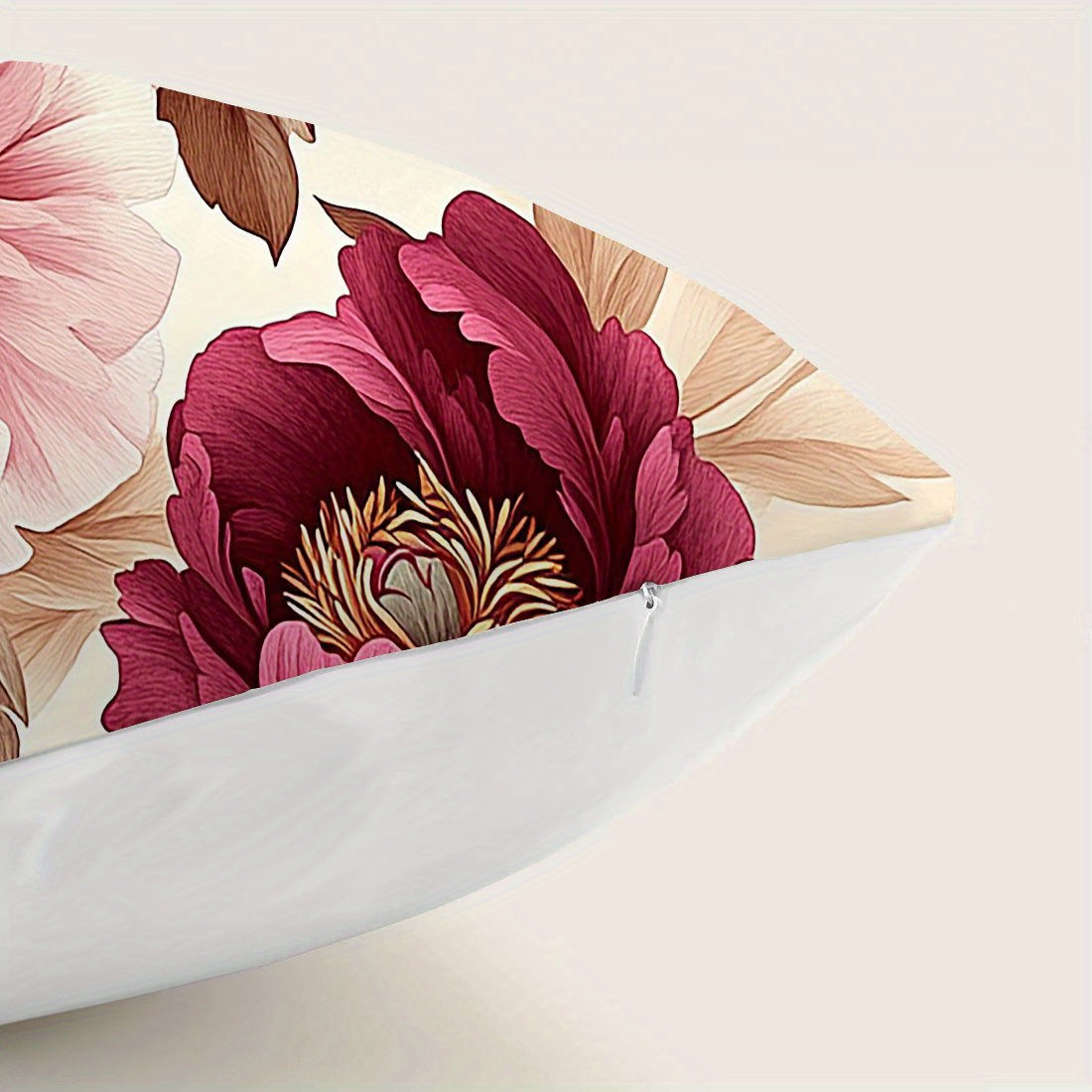 1 шт. Подушка с цветочным принтом пиона, 44,98x44,98 см, с застежкой-молнией, гипоаллергенная, машинная стирка, элегантный декор для дивана и спальни, вставка не включена