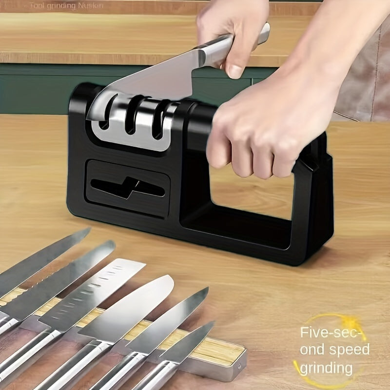 Diamond Kitchen Sharpener 4-in-1 Stainless Steel Manual Knife and Scissors Sharpener