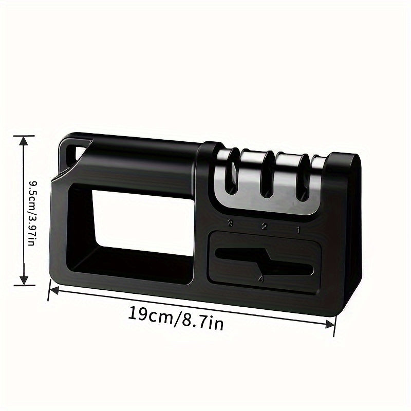 Diamond Kitchen Sharpener - bu engil, ko'p funksiyali pichoq va qaychi uchun mo'ljallangan, mustahkam 304 zanglamas po'latdan yasalgan asbob.