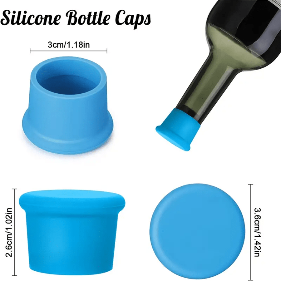 Silicone Wine Stoppers Set of 6 for Champagne and Beer Bottles Reusable Food Safe