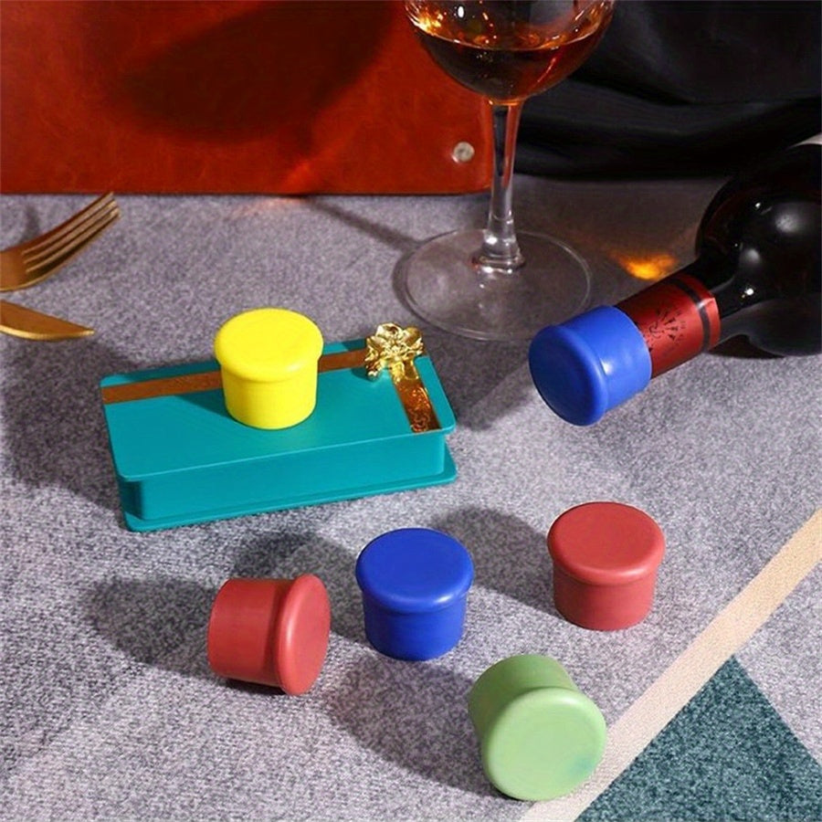 Silicone Wine Stoppers Set of 6 for Champagne and Beer Bottles Reusable Food Safe