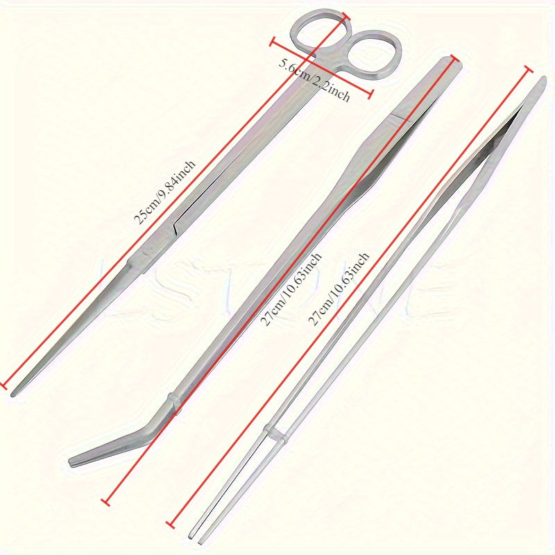 Stainless Steel Aquarium Cleaning Kit with Scissors Tweezers and Plant Trimmer