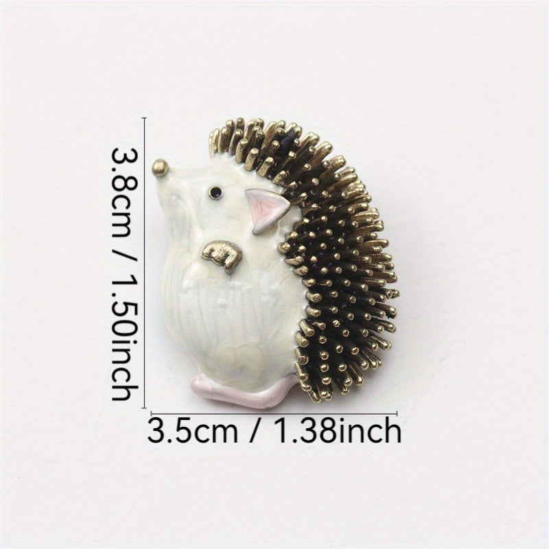 Enamel Hedgehog Brooch Pins for Women 3D Animal Irregular Shape Fashion Accessories