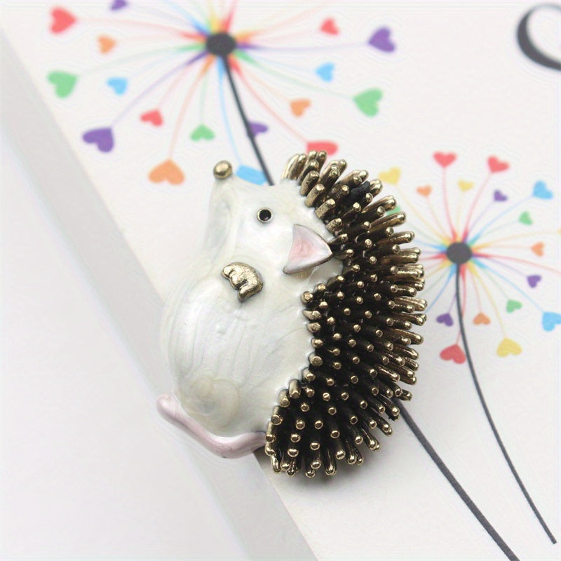 Enamel Hedgehog Brooch Pins for Women 3D Animal Irregular Shape Fashion Accessories
