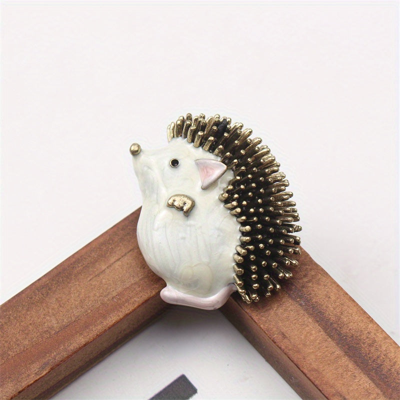 Enamel Hedgehog Brooch Pins for Women 3D Animal Irregular Shape Fashion Accessories