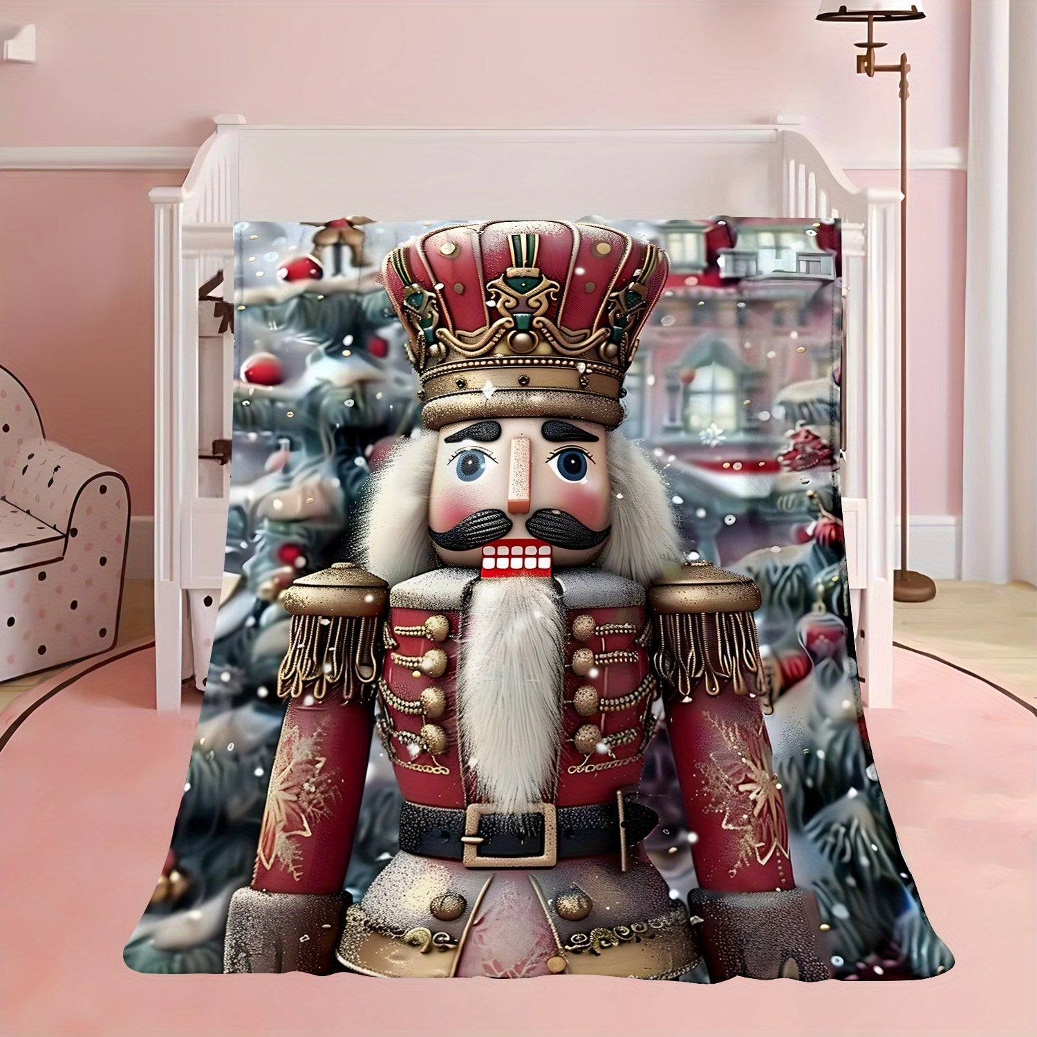 Christmas Nutcracker Throw Blanket Soft Plush Flannel Cozy Home Decor