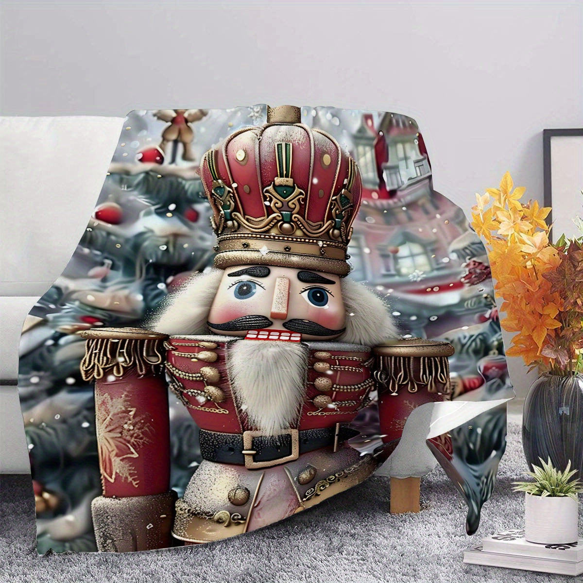 Christmas Nutcracker Throw Blanket Soft Plush Flannel Cozy Home Decor