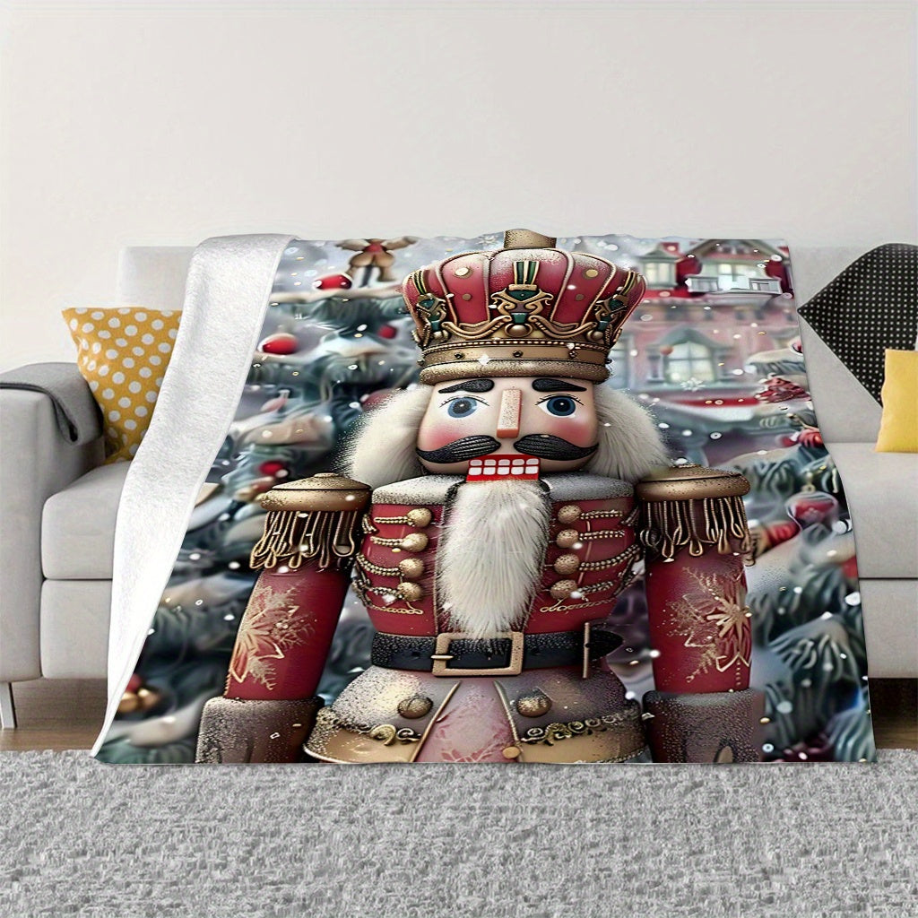 Christmas Nutcracker Throw Blanket Soft Plush Flannel Cozy Home Decor