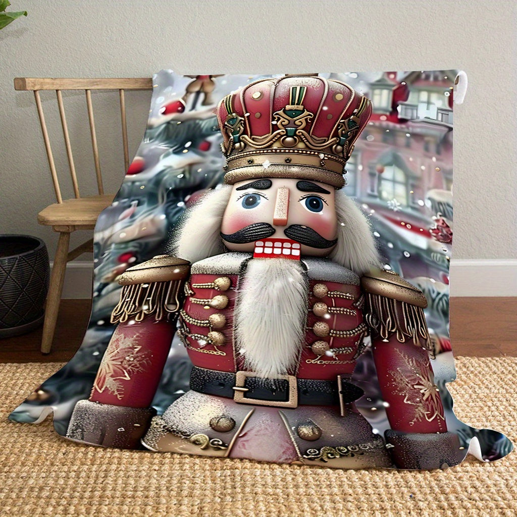 Christmas Nutcracker Throw Blanket Soft Plush Flannel Cozy Home Decor