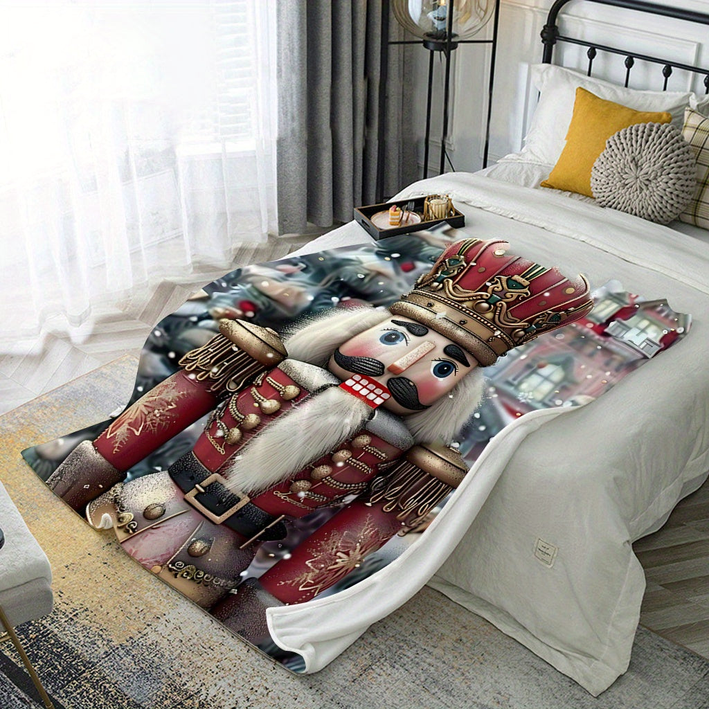 Christmas Nutcracker Throw Blanket Soft Plush Flannel Cozy Home Decor