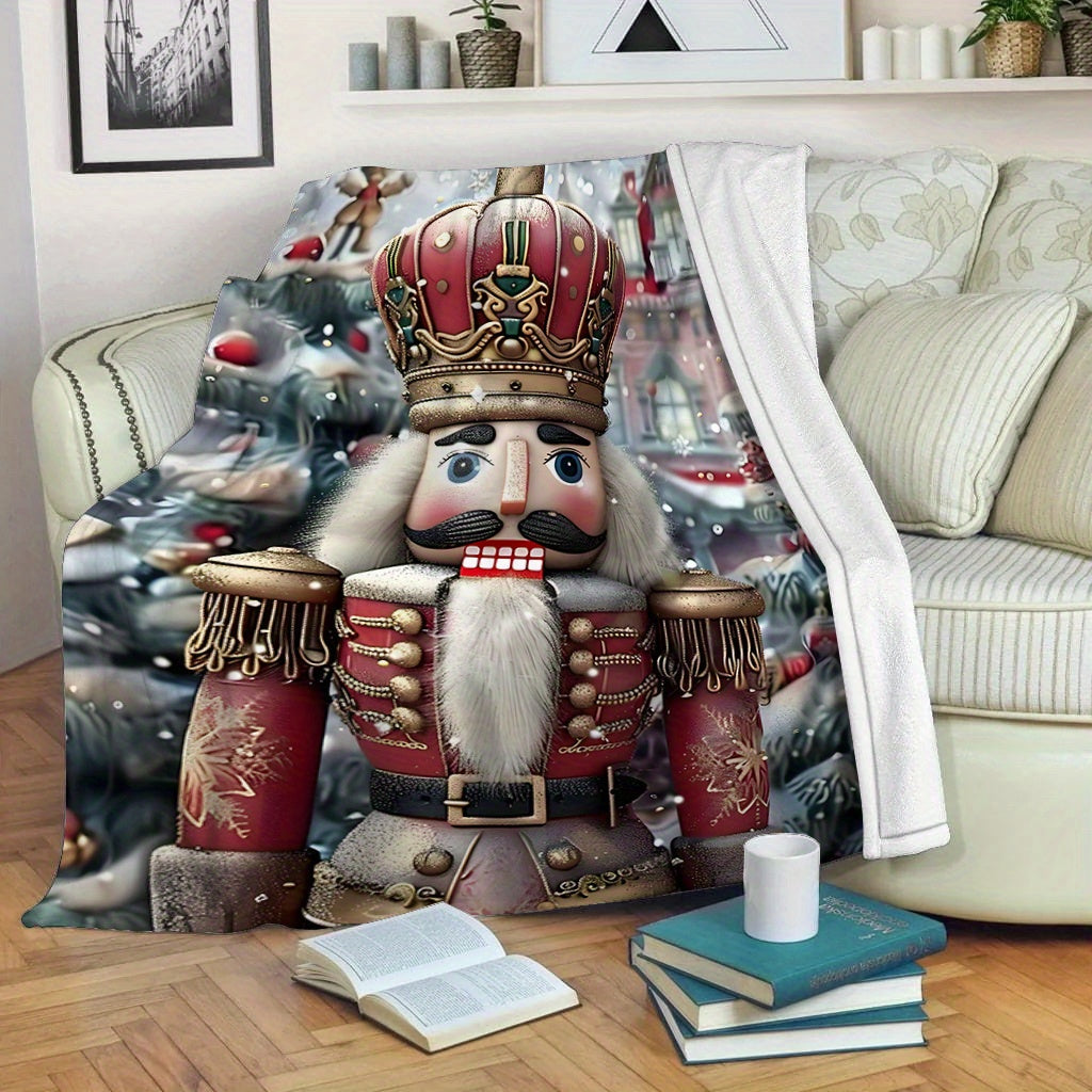 Christmas Nutcracker Throw Blanket Soft Plush Flannel Cozy Home Decor
