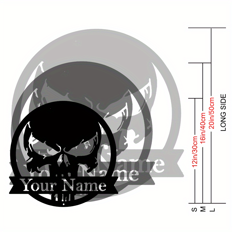 Personalized Skull Metal Wall Sign for Halloween and Day of the Dead Wall Art