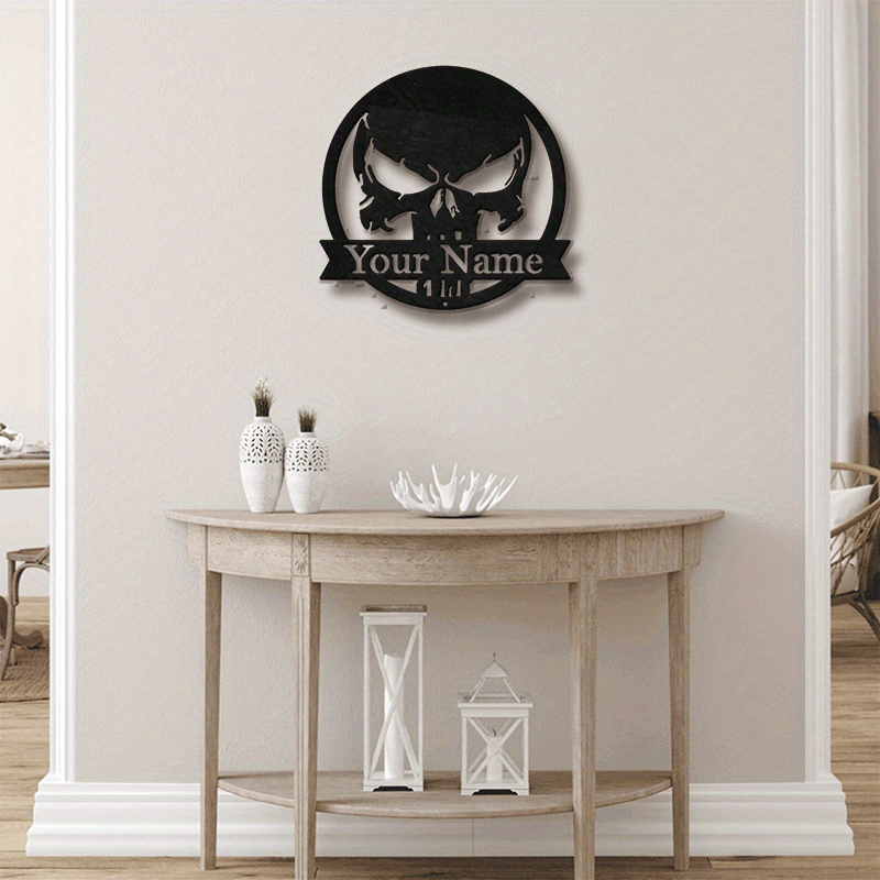 Personalized Skull Metal Wall Sign for Halloween and Day of the Dead Wall Art