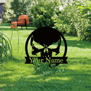 Personalized Skull Metal Wall Sign for Halloween and Day of the Dead Wall Art