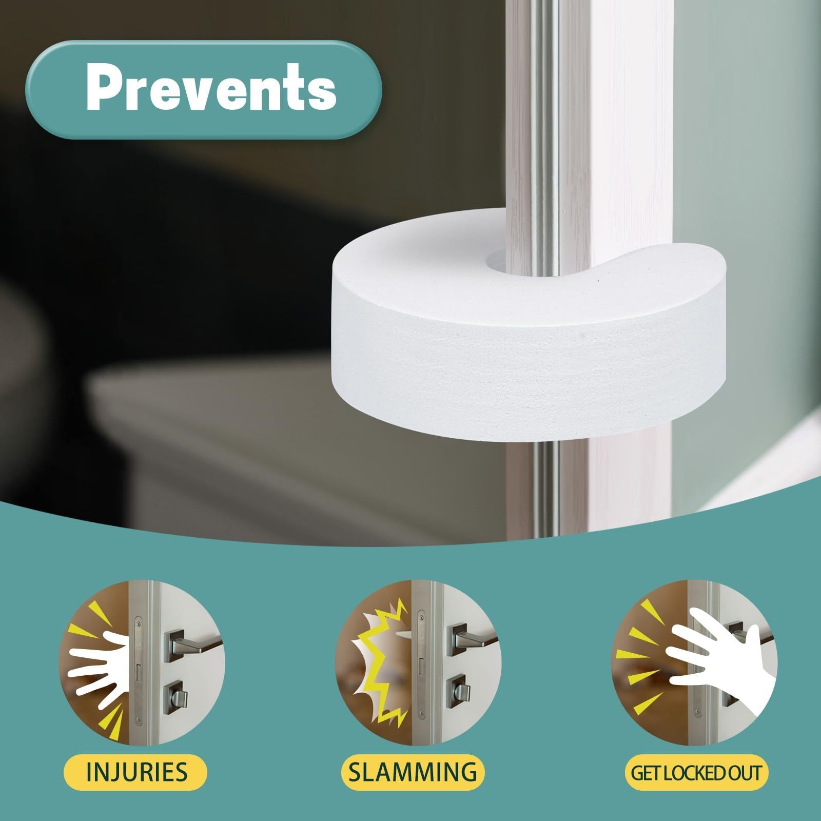 6-Pack Plastic Door Pinch Guards White Edge and Corner Protectors for Child Safety