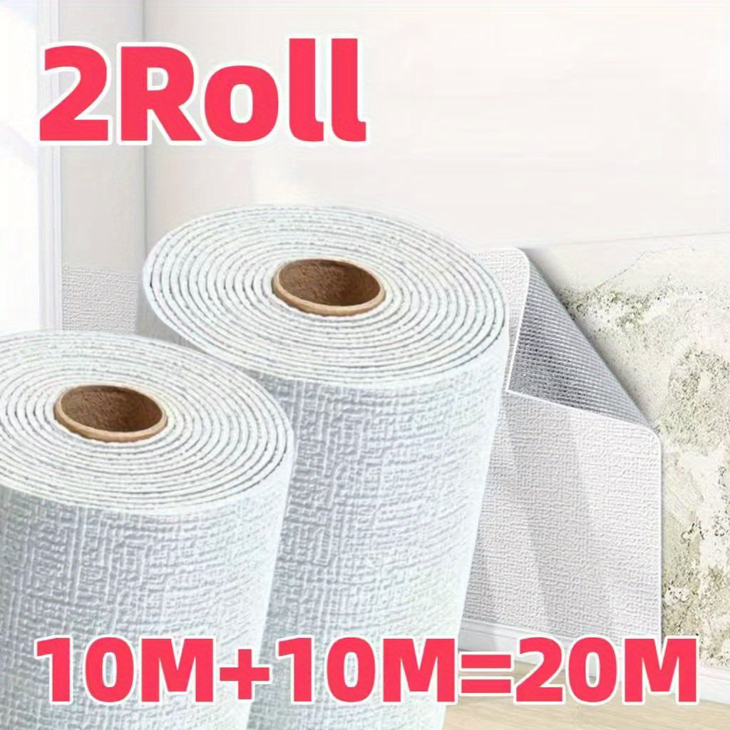 2 Rolls of Linen Pattern Wall Stickers Waterproof Self-Adhesive 10M DIY 3D Wallpaper