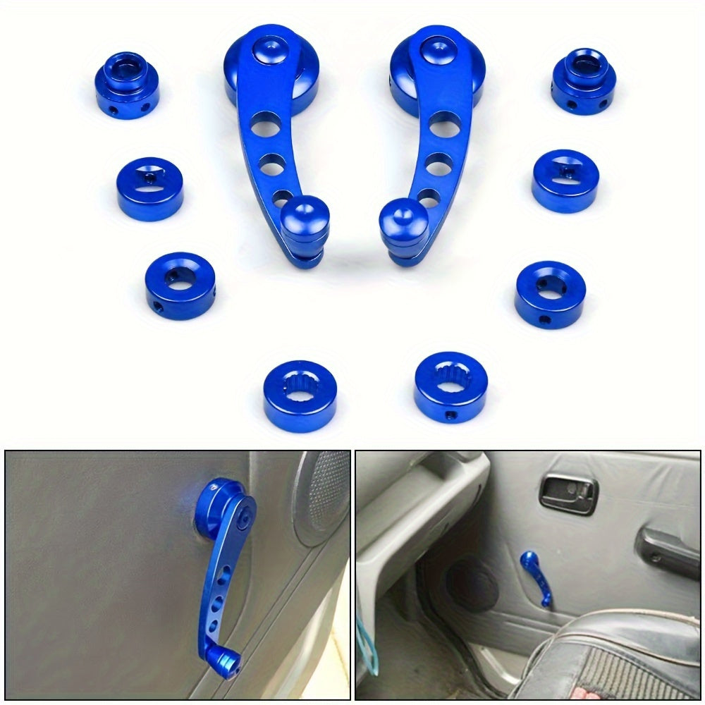 2pcs Aluminum Alloy Car Window Winder Handle Replacement Manual Auto Glass Closer