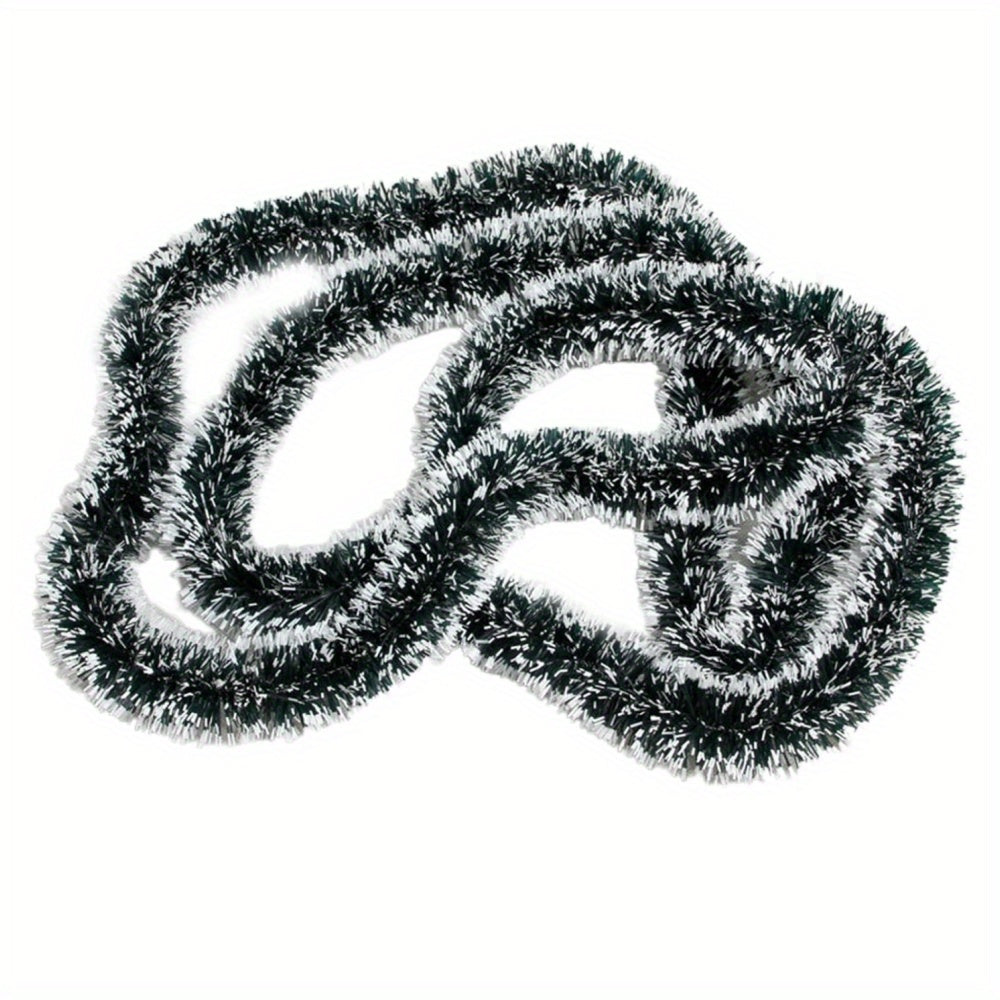 6 metrli Rojdestvo Tinsel Garlandi bilan bog'lamlar, ichki va tashqi bezak, plastmassa