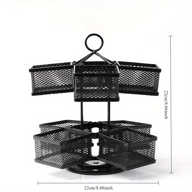 Tea Bag Organizer 360-Degree Spinning Carousel 8 Compartments Black Iron