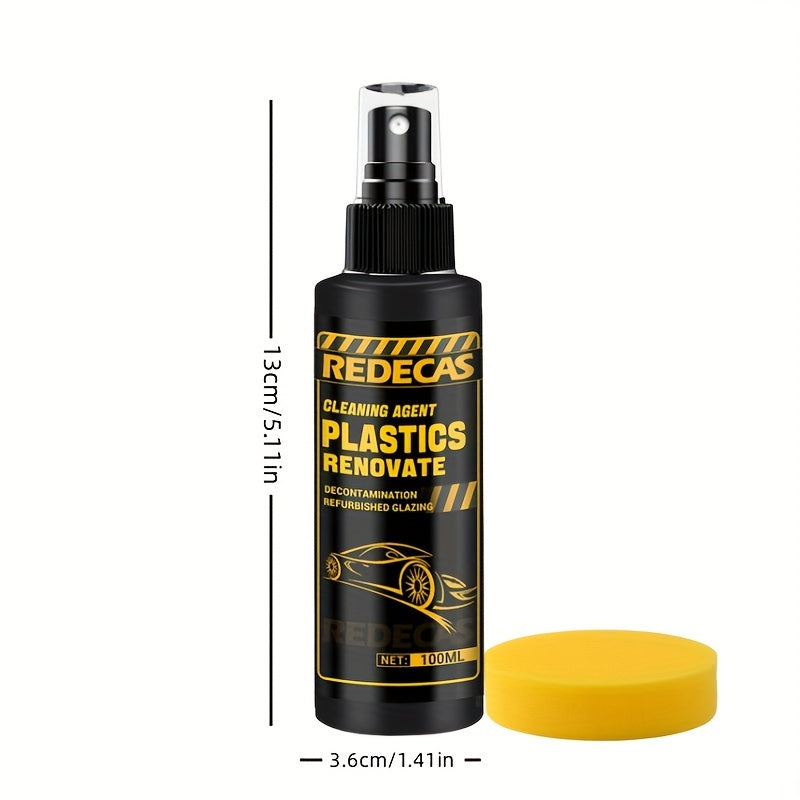 Spray restaurador de interiores de coche 100ml, plástico, cuero, goma, parachoques, removedor de arañazos