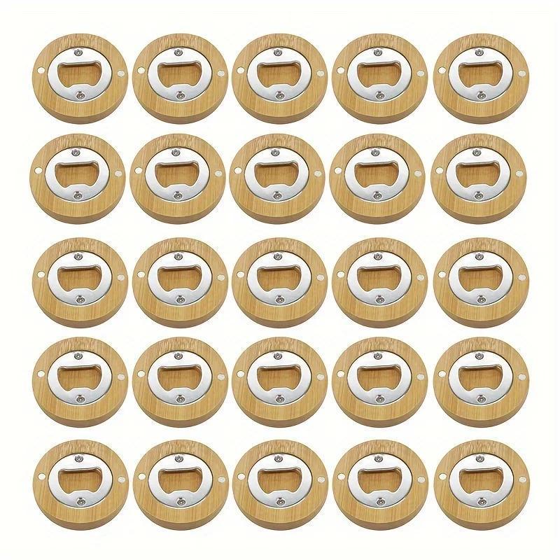 Bamboo Bottle Openers Set with Magnets for Kitchen and Home Decor