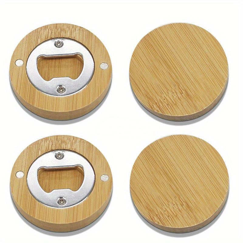 Bamboo Bottle Openers Set with Magnets for Kitchen and Home Decor
