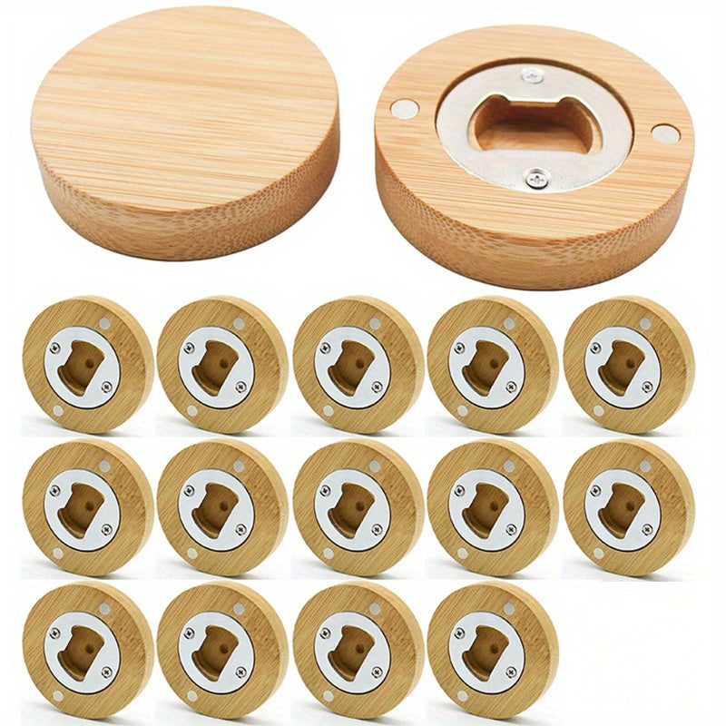 Bamboo Bottle Openers Set with Magnets for Kitchen and Home Decor