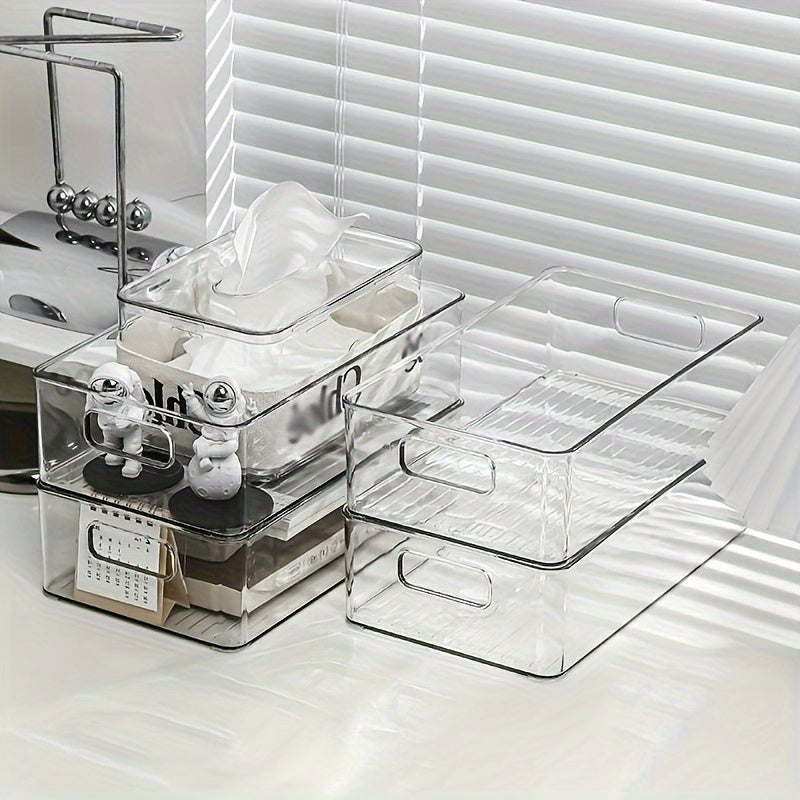 Stackable Clear Plastic Storage Bins for Kitchen Bathroom Desk Organizer