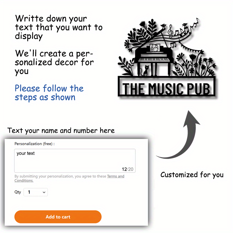 Black Metal Wall Art Piano Design for Home Decor and Gifts